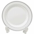 Wna Masterpiece Plastic Dinnerware, Plate, 10.25 in. dia. White/Silver, 120PK WNA MP10WSLVR